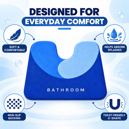U Shape Toilet Contour Mat, Anti-Skid Absorbent Commode Rug (1 Pc, 40x50 Cm)