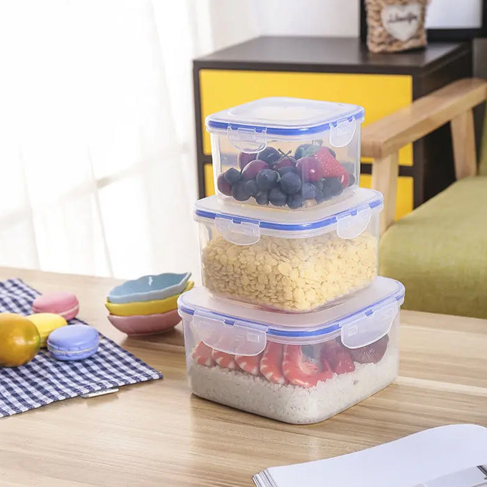 5496 Kitchen Storage Container Set with Food Grade Plastic and Air Seal Lock Lid for Storage of Grocery, Spices, Dry fruits Use For Home, Office, Restaurant, Canteens (3 Piece Set)
