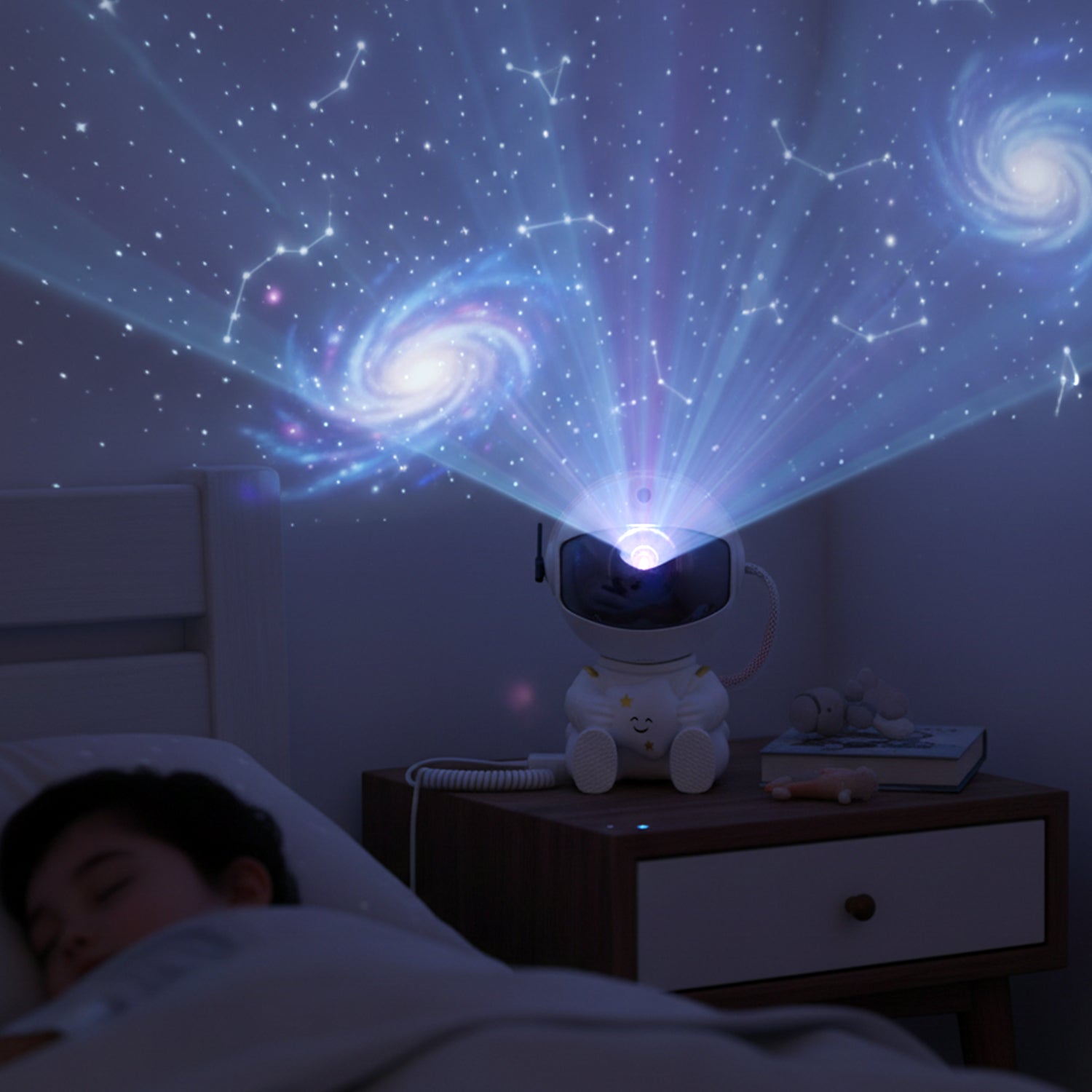 Astronaut themed galaxy star projector night light