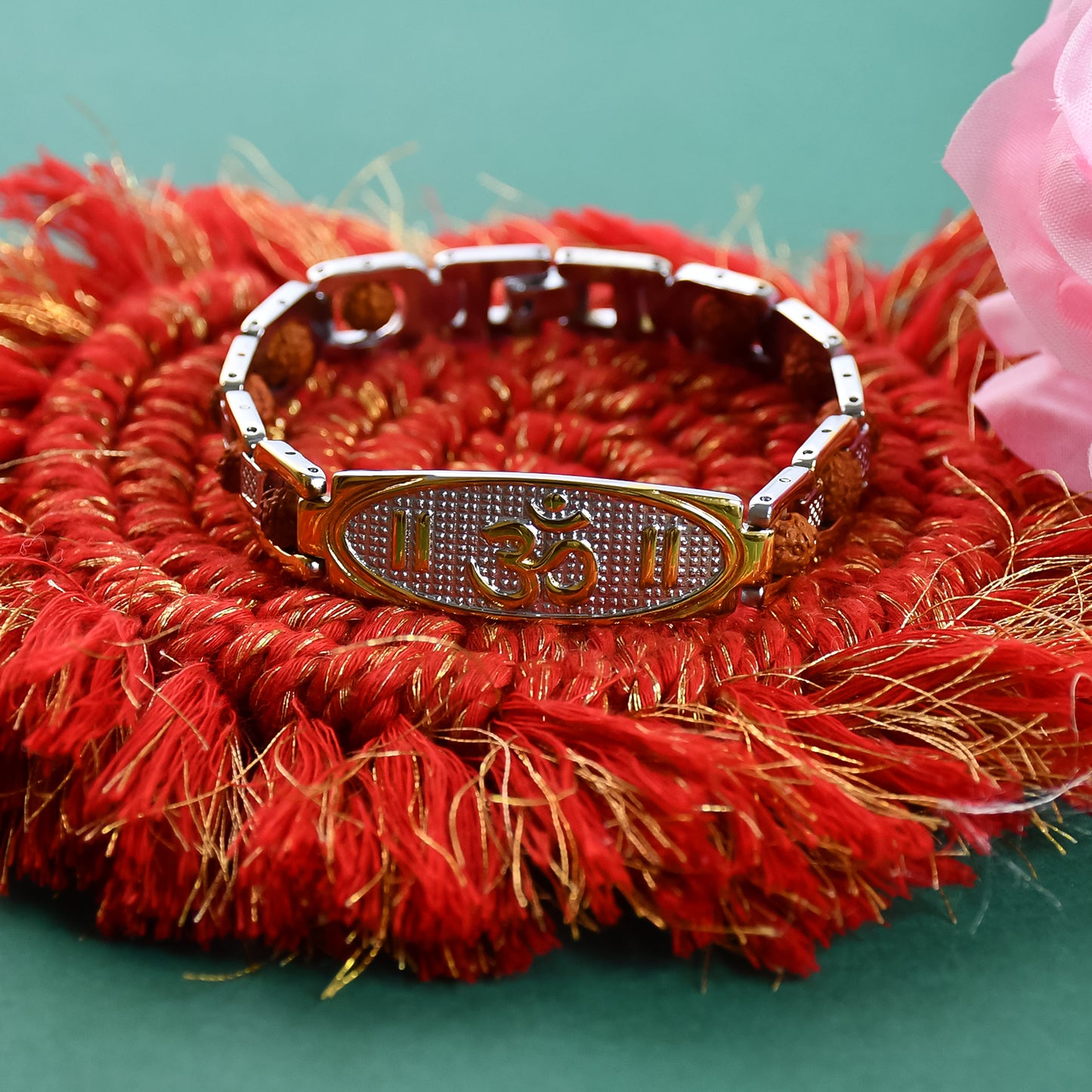 Om with Rudraksha Beads Bracelet: Divine Energy, Healing, and IGP Guarantee Plating