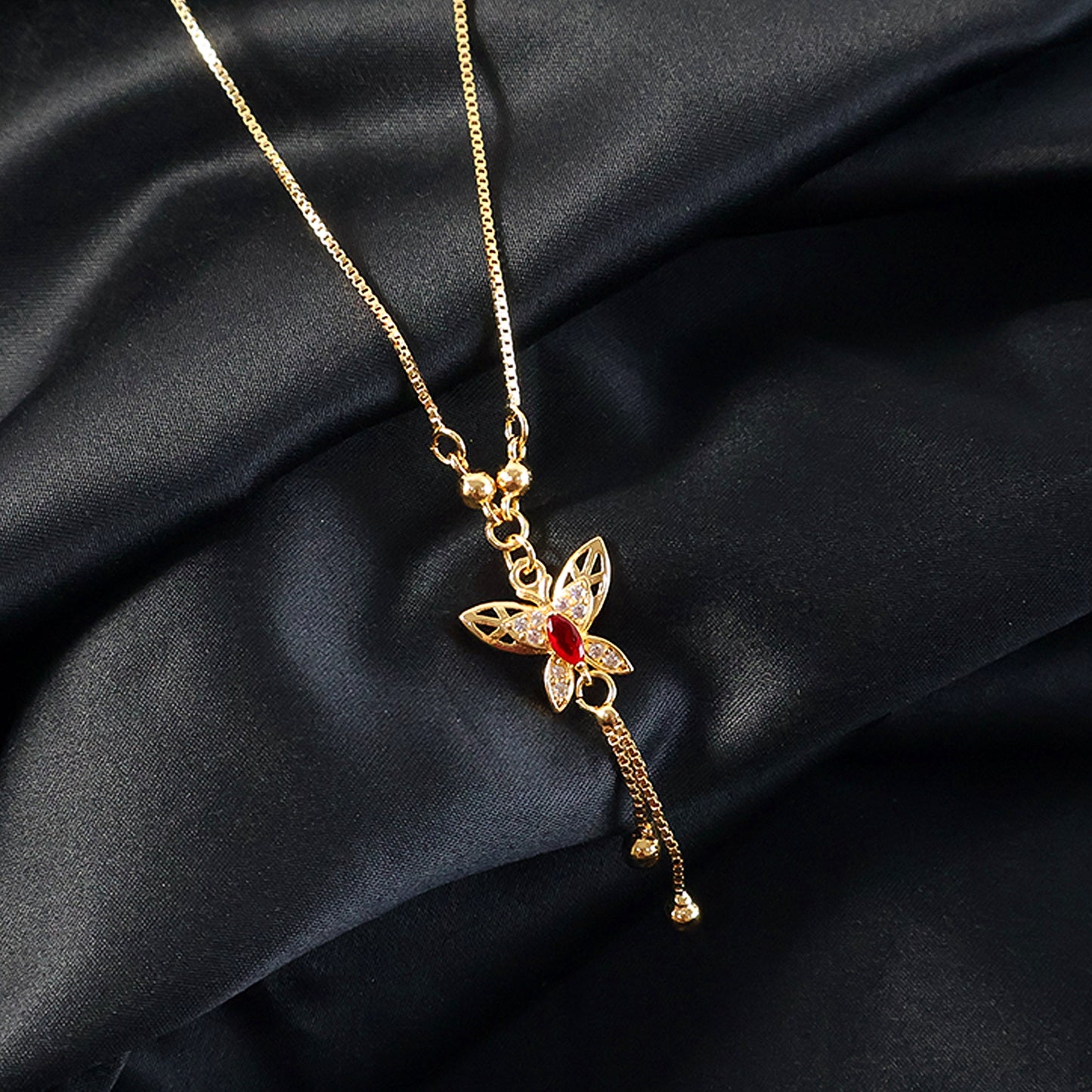 Gold Butterfly Pendant Necklace for Women