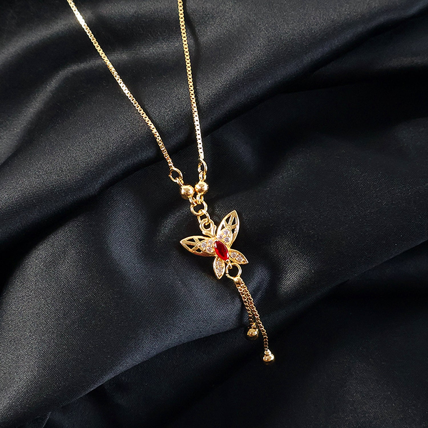 Gold Butterfly Pendant Necklace for Women