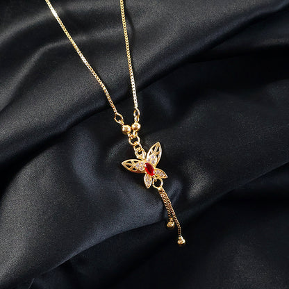 Gold Butterfly Pendant Necklace for Women