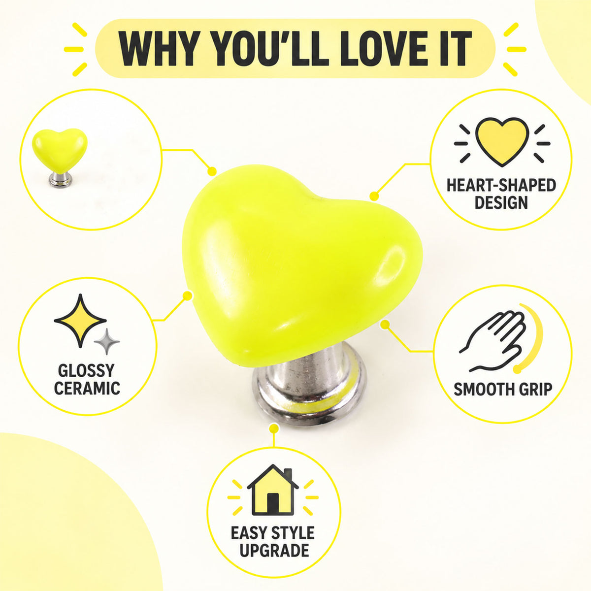 Heart Shape Drawer Knob for Office Desk, Cabinet and Cupboard Handle (1 Pc)