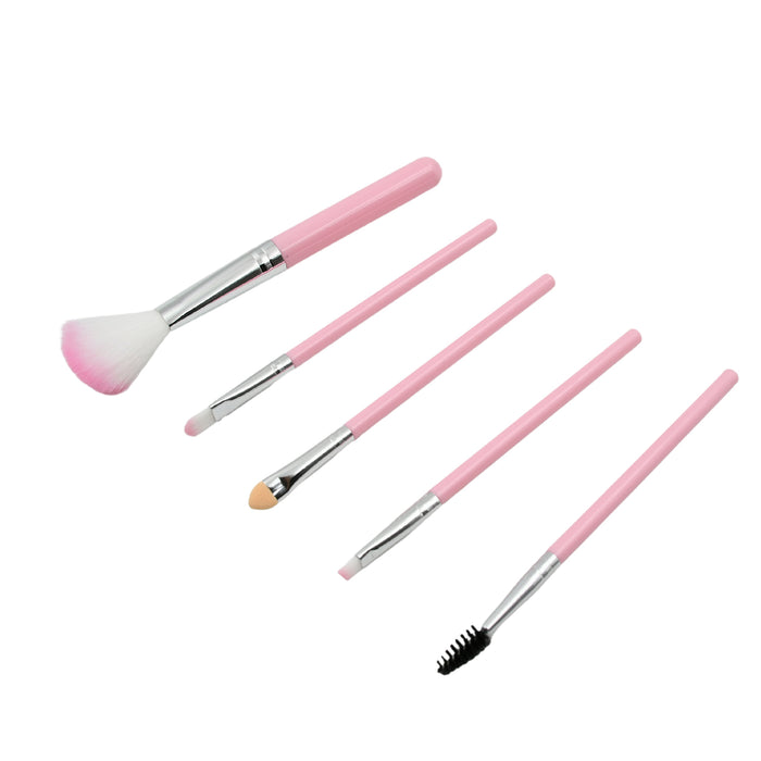 12647 Mini Makeup Brush Set with Case, Portable Foundation Brush Kit Travel, High Quality Synthetic Bristles Cosmetic Brush Set for Powder Blending Blush Eyeshadow Lipstick Women Girls Best Beauty Products Accessories (5 Pcs Set)