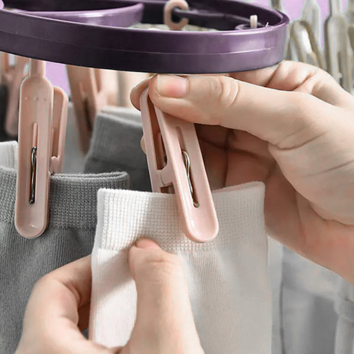 CLOTHESPIN RACK LAUNDRY DRYING RACK, CLOTHES HANGERS WITH 8 CLIPS, CLIP HANGER DRIP HANGER FOR DRYING UNDERWEAR, BABY CLOTHES, SOCKS, BRAS, TOWEL, CLOTH DIAPERS, GLOVE
