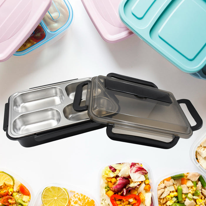 4 Compartment Insulated Lunch Box Stainless Steel |Tiffin Box for Boys, Girls, School & Office Men for Microwave & Dishwasher & Freezer Safe Adult Children Food Container (1 Pc)