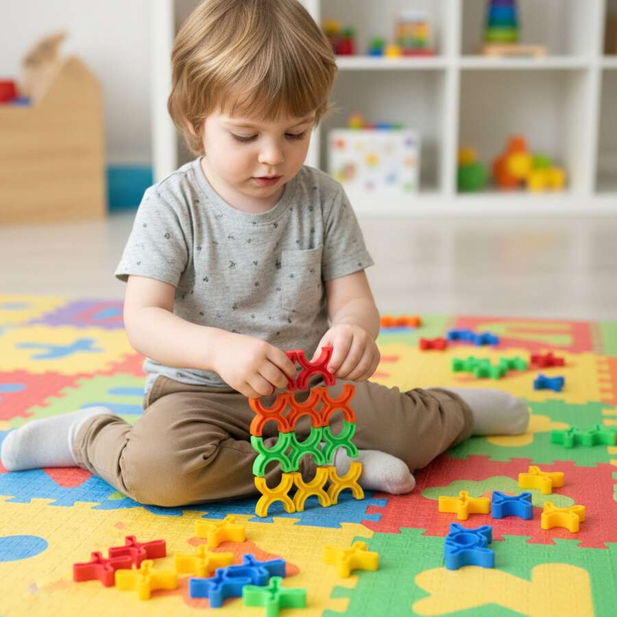 Stacking toy blocks detail