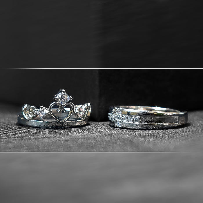 Elegant Silver-Tone Ring Set for Couples