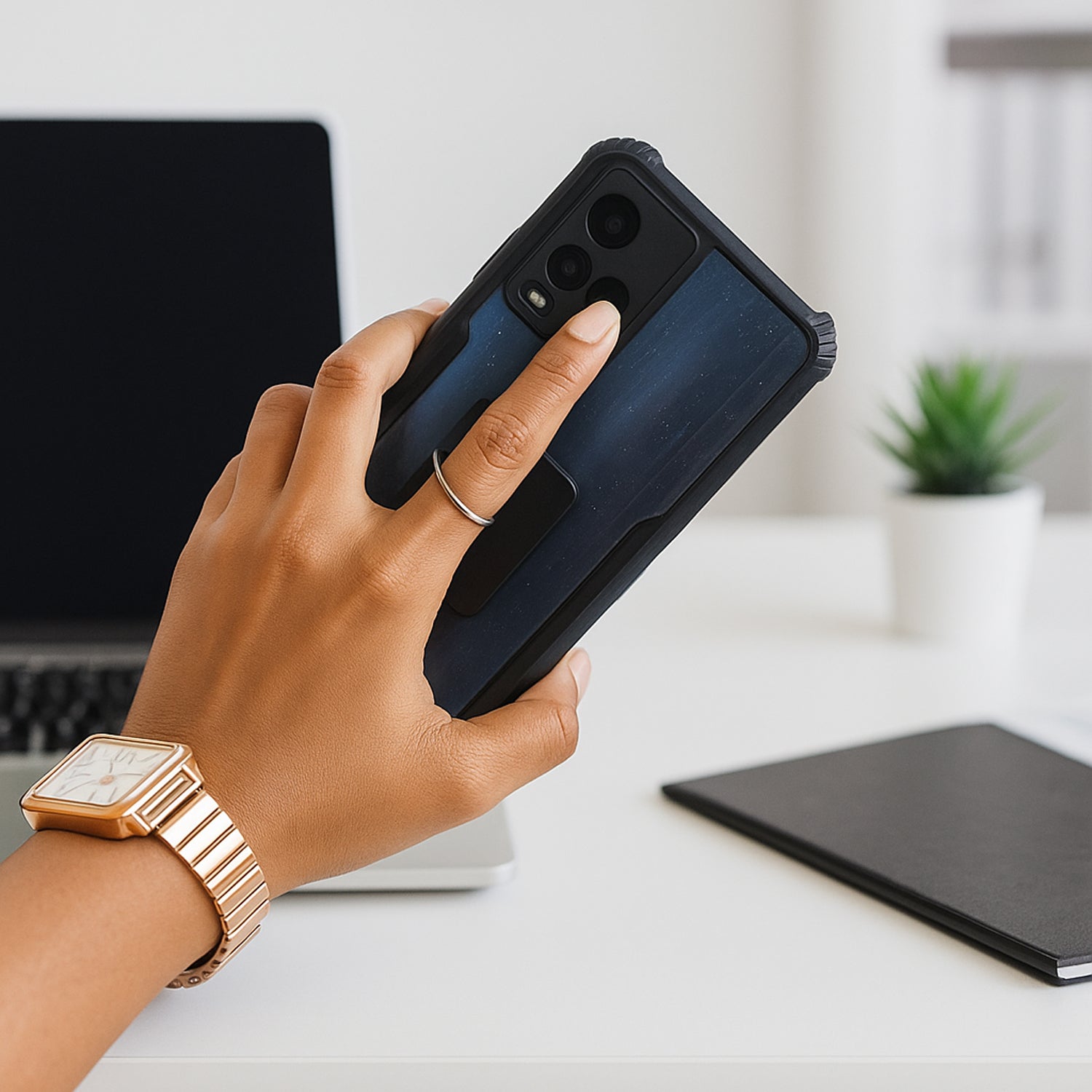 मोबाइल फ़ोन फिंगर स्टैंड, 360° रोटेशन फ़ोन रिंग स्टैंड होल्डर, किकस्टैंड हैंड फिंगर ग्रिप (1 पीस)