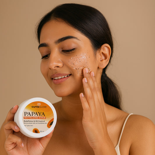 Eyelet Papaya Revitalizing Scrub – Exfoliating Face & Body Scrub for Oil Control, Dead Skin Cell Removal & Polished Skin (200ml)