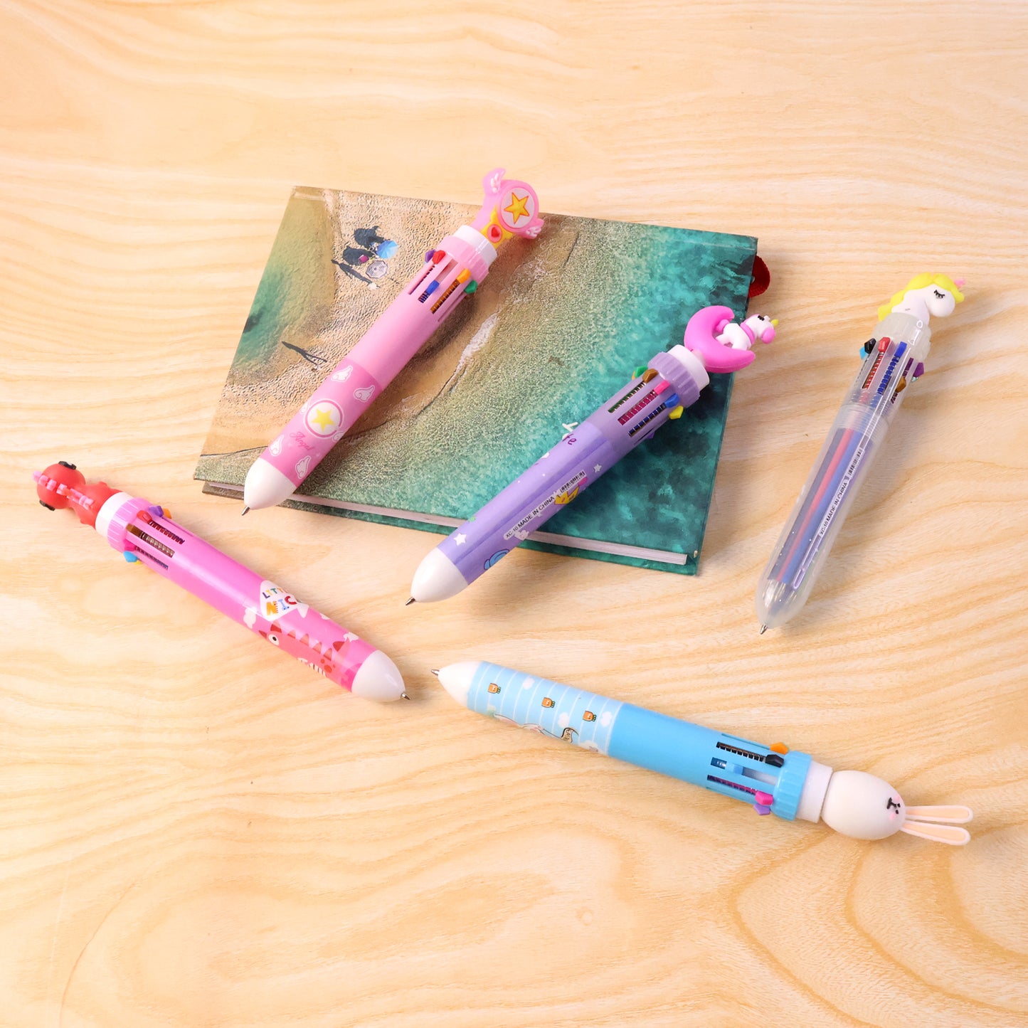 Cute Character Design 10-in-1 Multicolor Ball Pen (1 Pc)