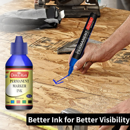 Officemate Permanent Marker Ink 100ml – Black, Long-Lasting Refill Ink for Permanent Markers