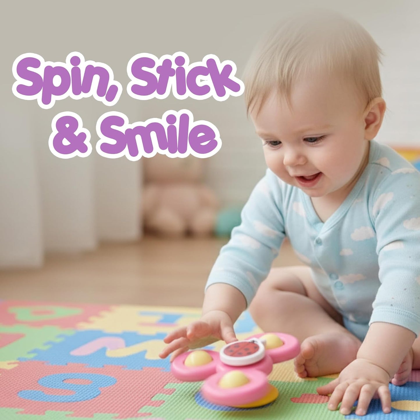 Colour Baby Spinner Toy Set – Suction Cup Sensory Spin Toys (3 Pc Set)