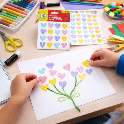 Assorted heart decorative stickers close-up