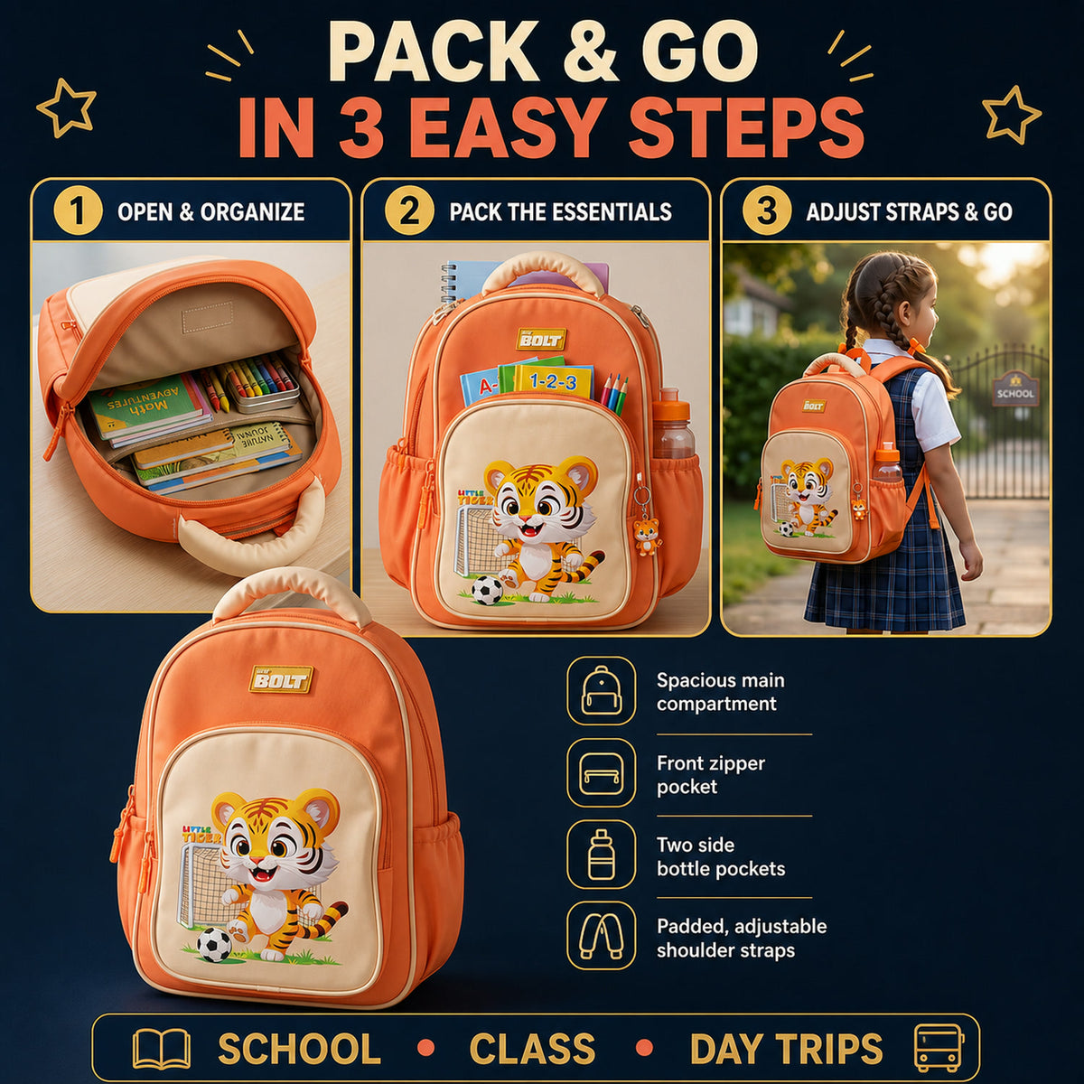 Cute Cartoon School Backpack – Lightweight & Spacious for Kids