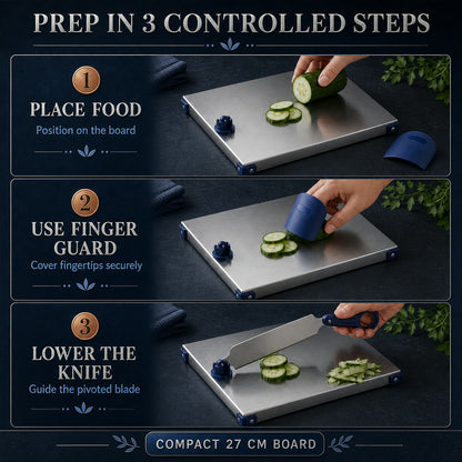 Stainless Steel 2 In 1 Cutting Chopping Board with Knife Finger Gua...
