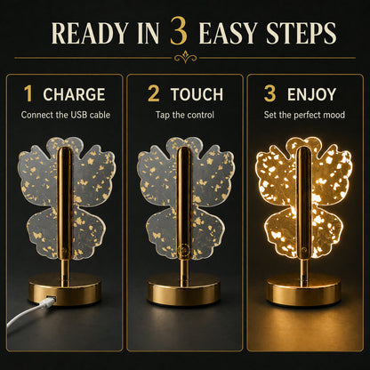 Crystal LED Table Lamp – Luxury Golden Butterfly Accent