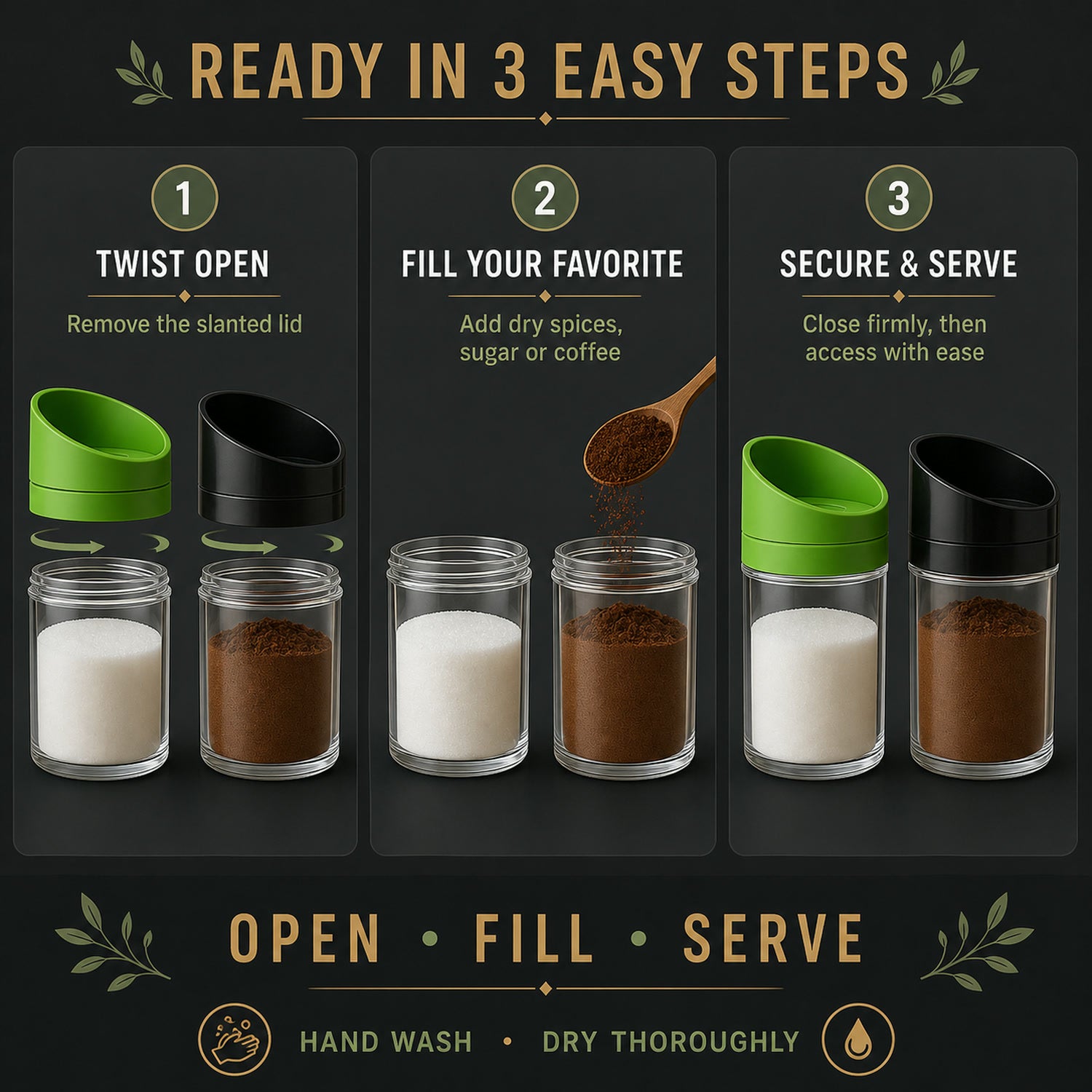 Kitchen Storage Jars – Airtight 2-Piece Slant-Lid Set