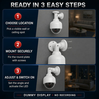 Dummy CCTV Camera – Realistic with Flashing LED & 360° Rotation | Safelix