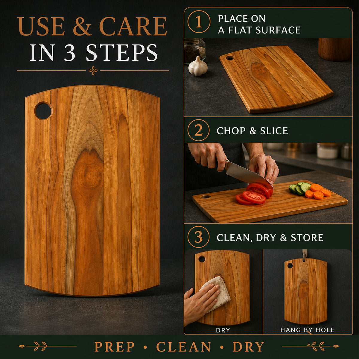 Teak Wood Chopping Board – Durable & Heavy Duty Kitchen Essential