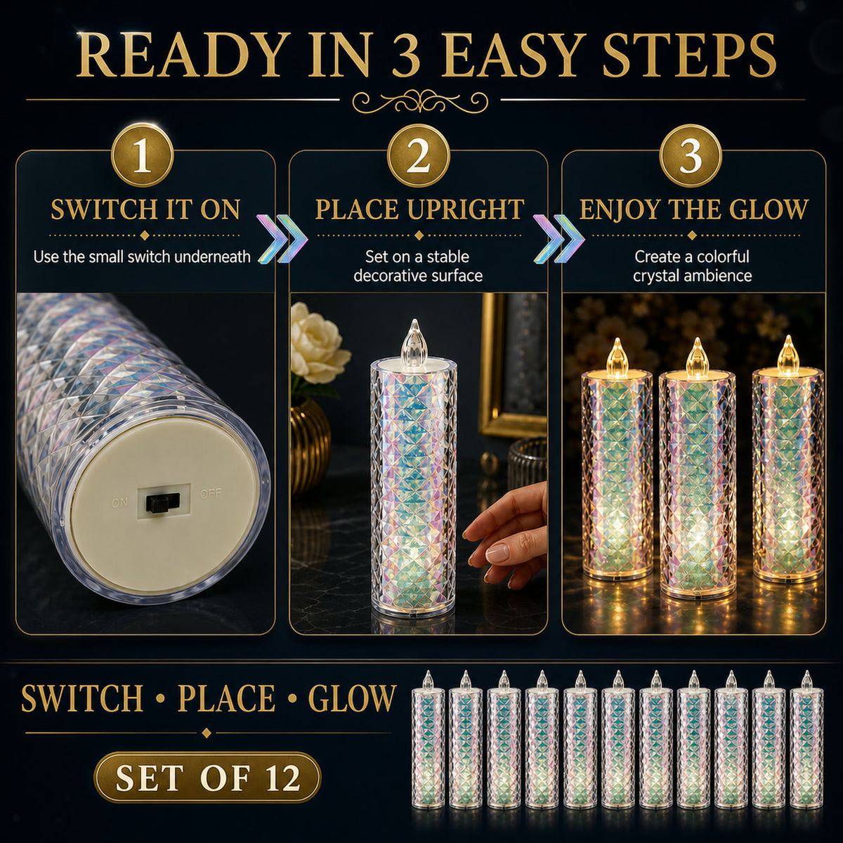 LED Tealight Candles – 12 Pack Flameless Diwali Lights | Indo Glow
