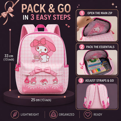 Kids Backpack – Adorable My Melody Design with Bow & Bunny