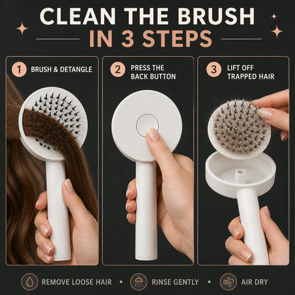 Self-Cleaning Hair Brush – Detangle & Massage | Velvet Wheels