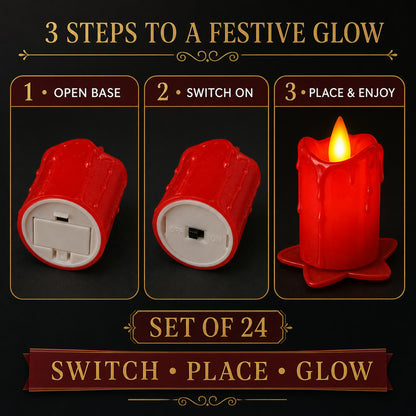 24 Multicolor Flameless Melted Candles for Diwali Decor