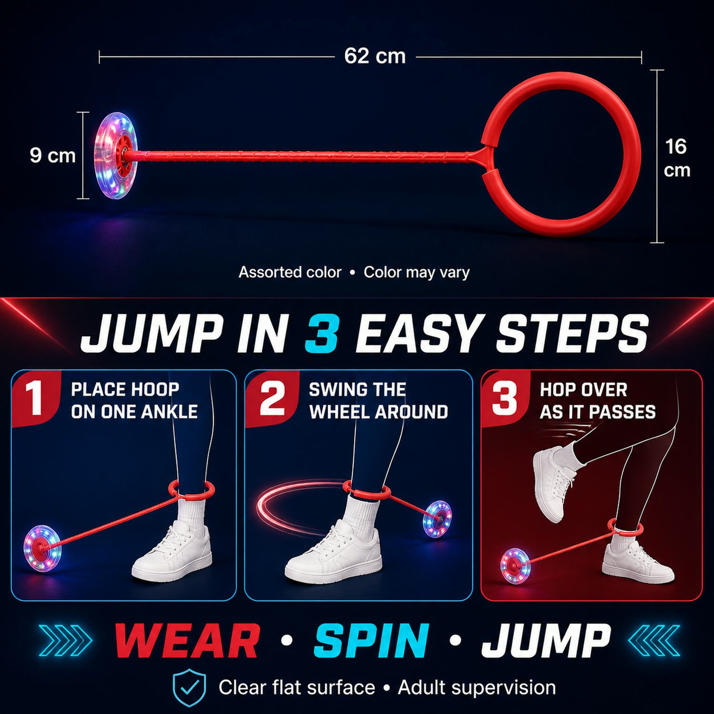LED Jumping Ring for Kids – Flashing Ankle Skip Ball | TinyTrendy
