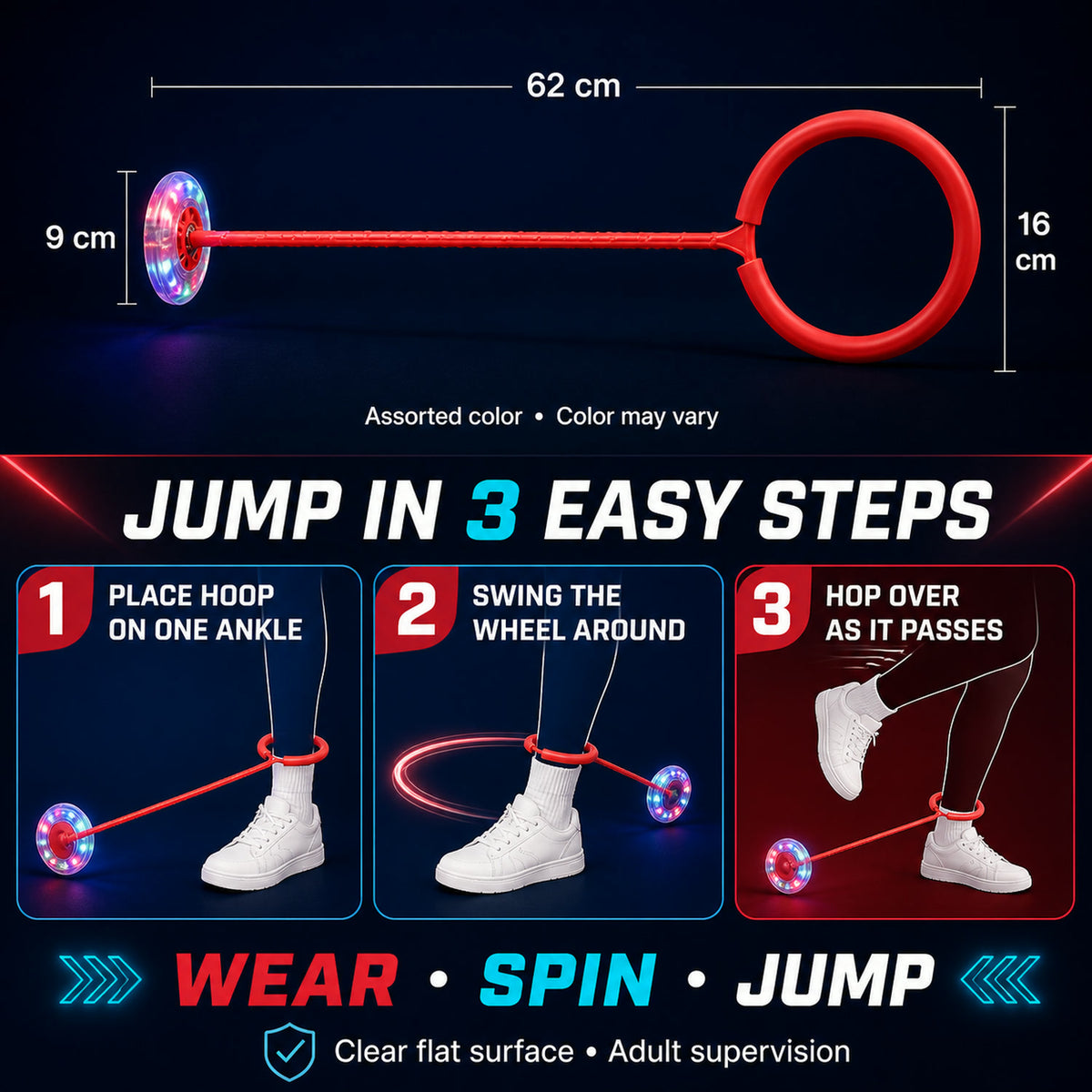 LED Jumping Ring for Kids – Flashing Ankle Skip Ball | TinyTrendy
