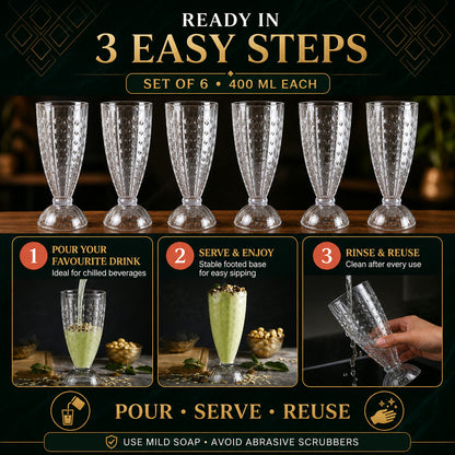 Plastic Milkshake Glass Set – Durable 400ML Plastic Tumblers