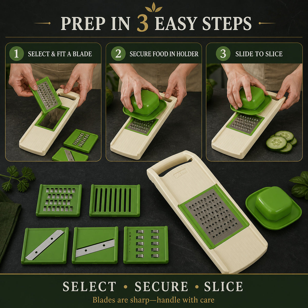 6-in-1 Vegetable Slicer – Multipurpose Kitchen Cutter with SS Blades