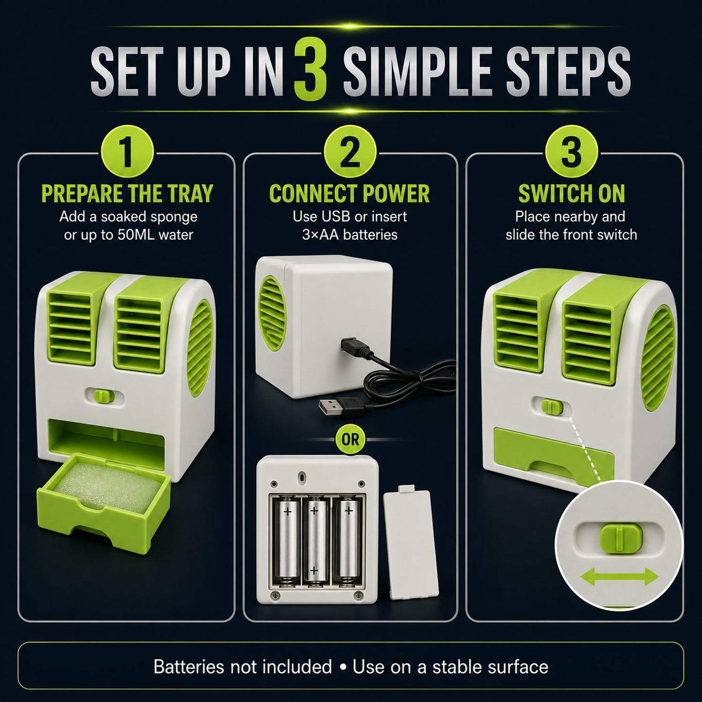 Dual Bladeless Mini Air Conditioner – USB & Fragrance