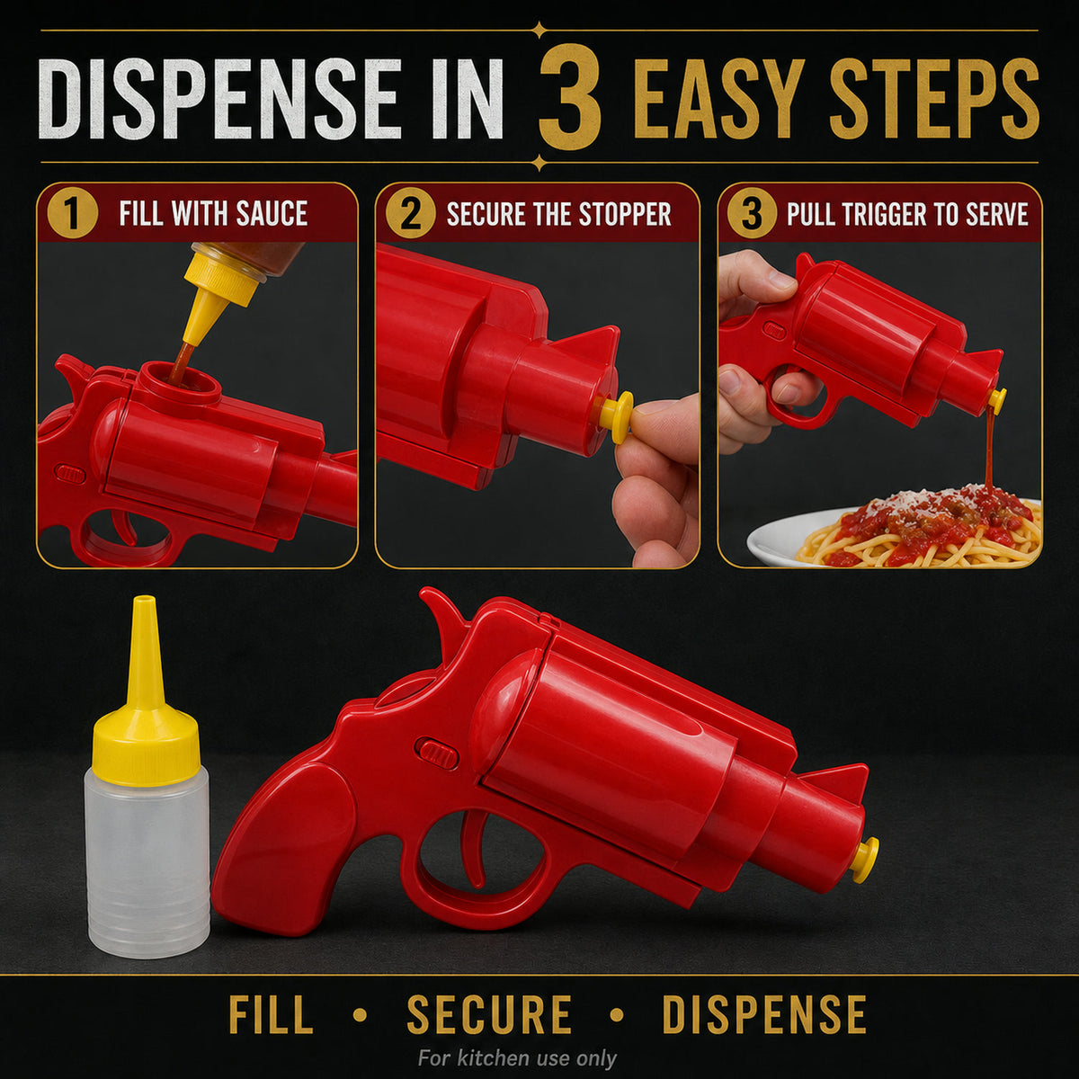 Ketchup Dispenser Gun – Leak-Proof Sauce Spray Bottle