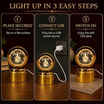 Bajrang Bali 3D Crystal Ball Night Light – Soothing LED Glow