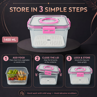 Plastic Food Storage Container – Clear, Airtight 1400ML | Lunchie Bunchie