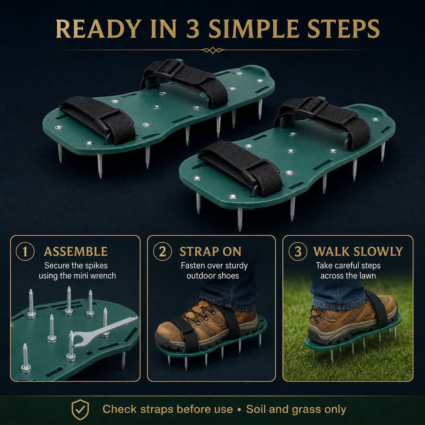 Lawn Aerator Sandals – Spiked Garden Shoes for Healthy Grass | Indo Glow