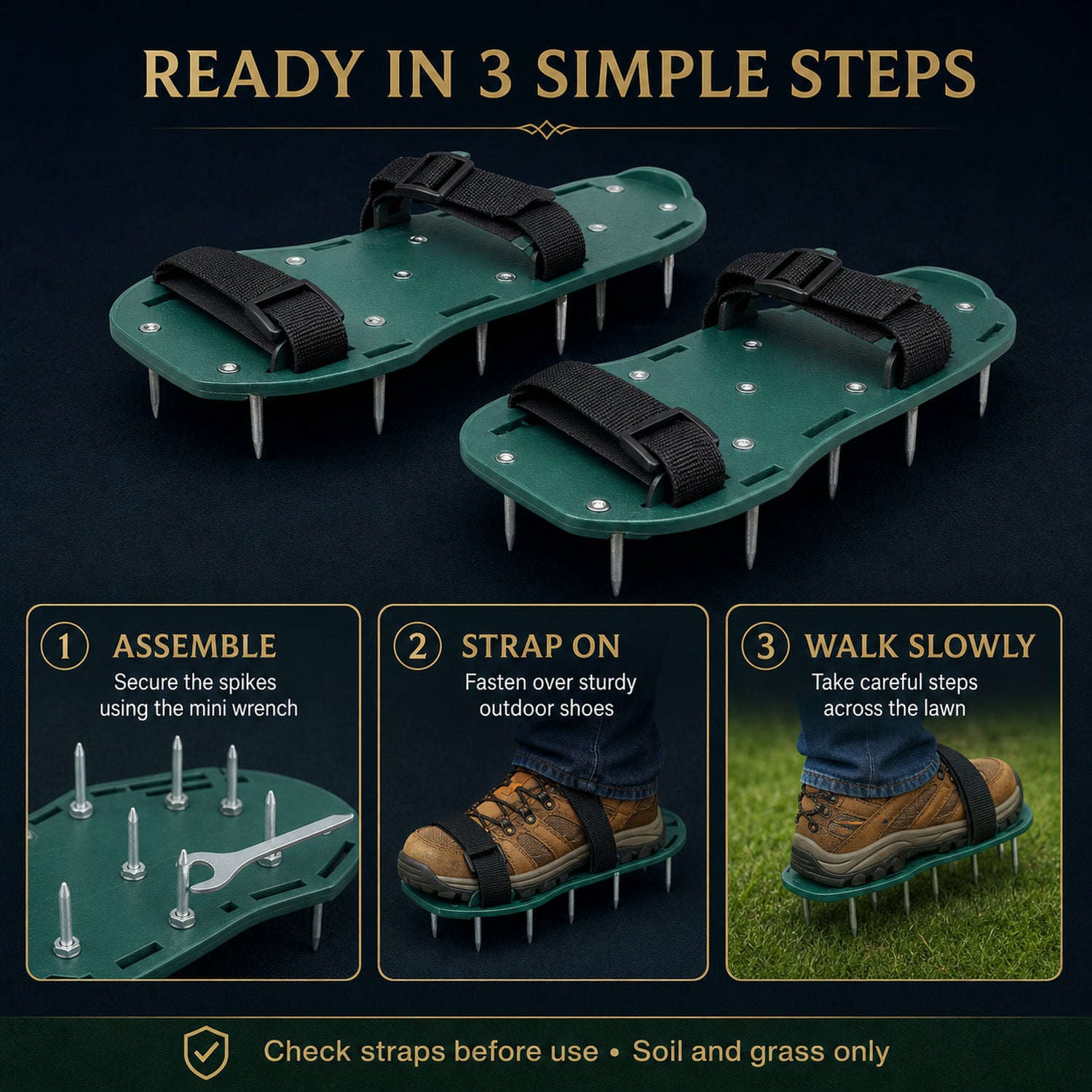 Lawn Aerator Sandals – Spiked Garden Shoes for Healthy Grass | Indo Glow