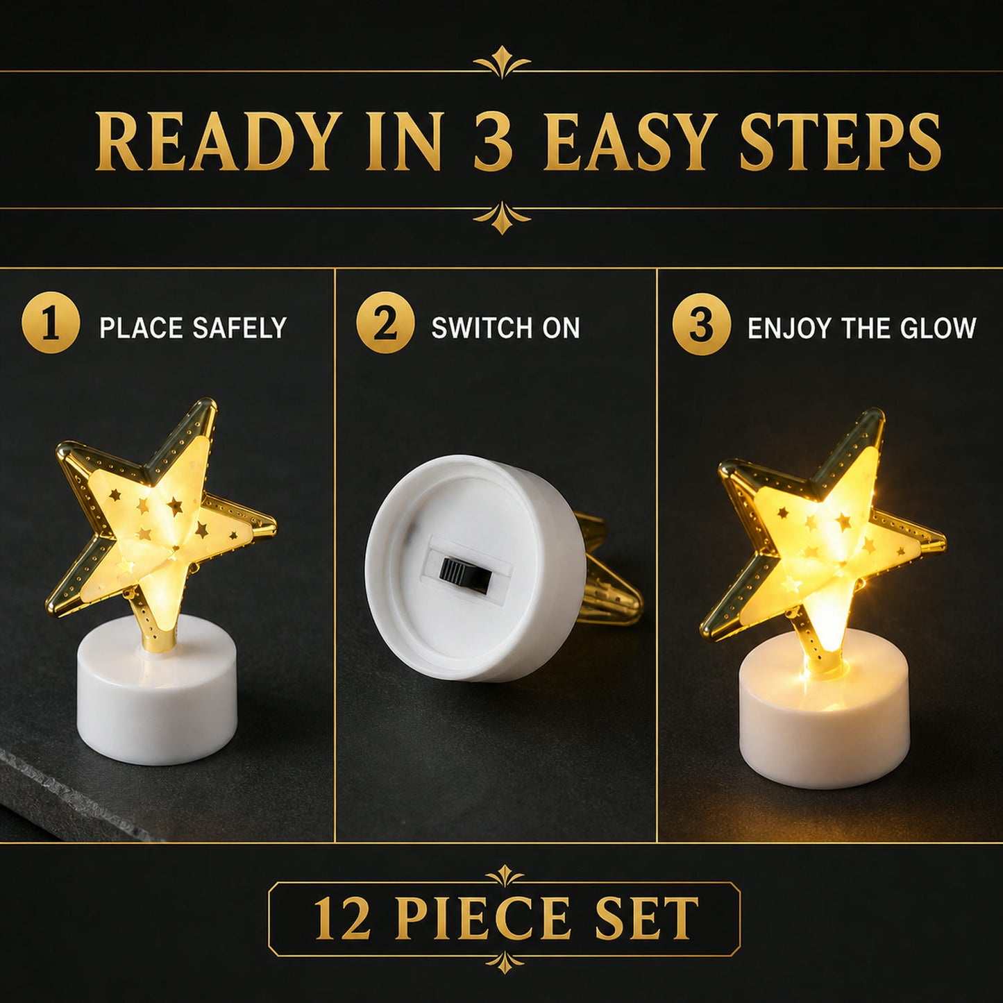 Star Shaped Flameless LED Candles – Safe & Elegant Décor Set