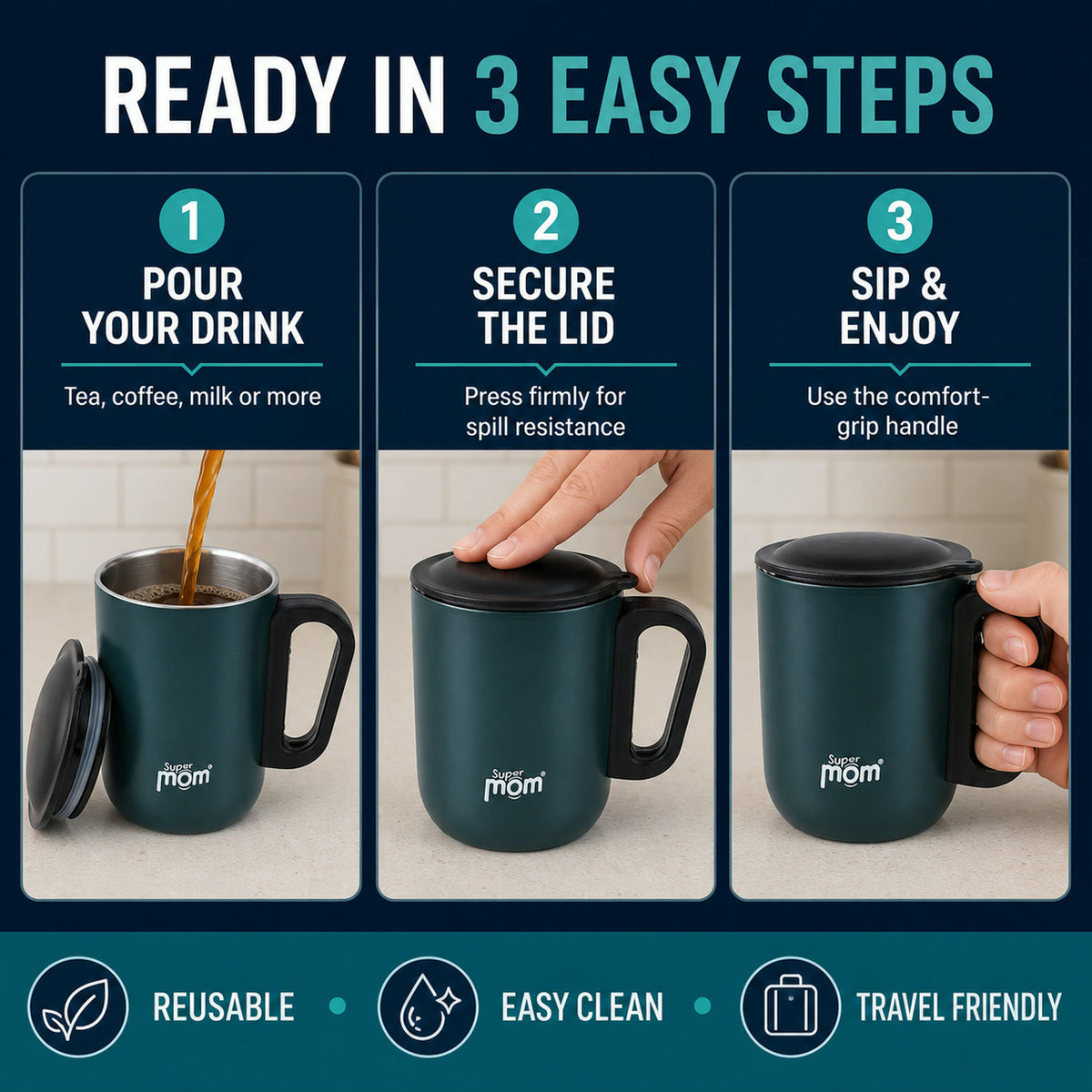 Stainless Steel Insulated Mug – Durable & Spill-Resistant 300ml