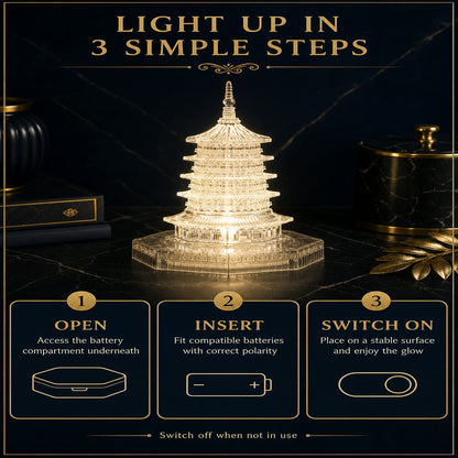 LED Crystal Pagoda Light – Elegant Battery Operated Decor