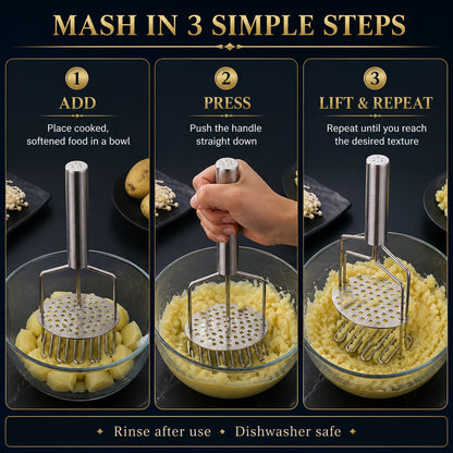 Stainless Steel Masher – Durable Hand Smasher for Kitchen | Mini Bubbles