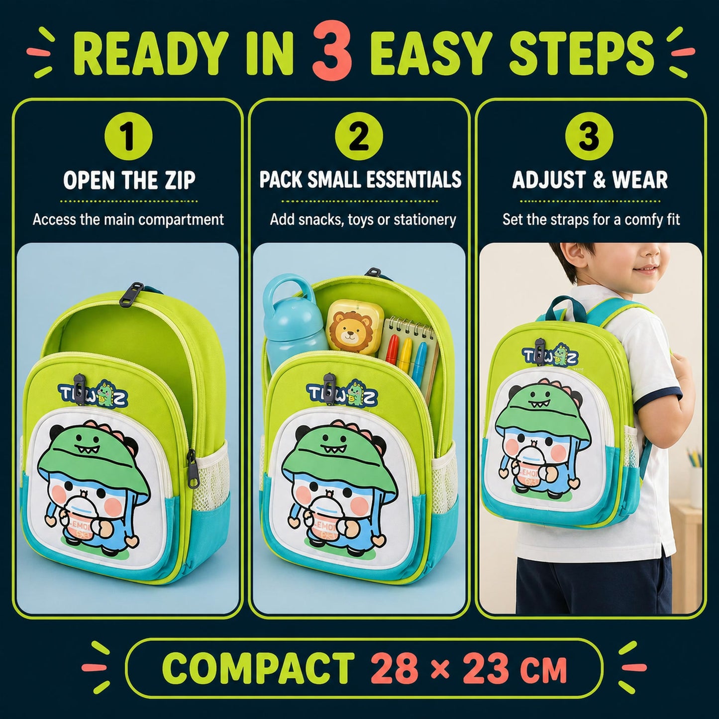 Kids Sling Backpack – Lightweight Cartoon Design for Daily Use