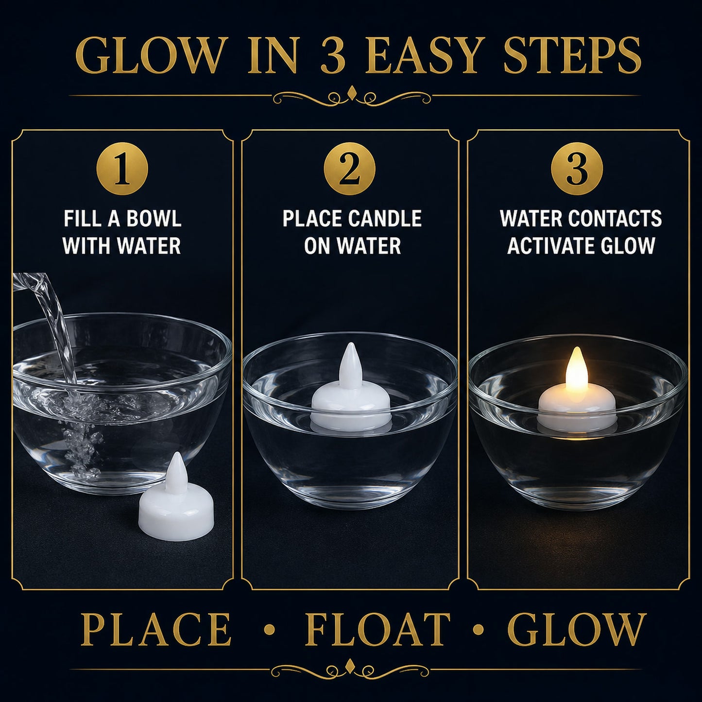 LED Floating Candles – Smokeless Lotus Set of 12 for Festive Decor