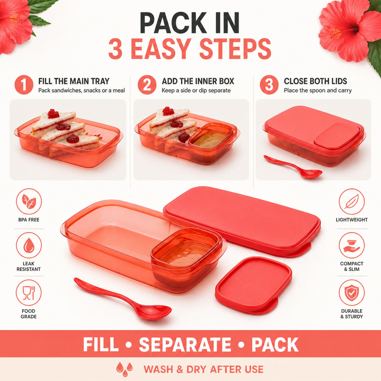 Leak-Proof Lunch Box – 2 Containers, Microwave Safe | Lunchie Bunchie