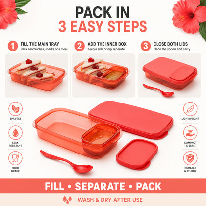 Leak-Proof Lunch Box – 2 Containers, Microwave Safe | Lunchie Bunchie