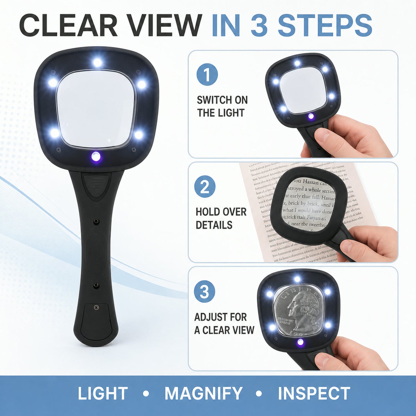 LED Magnifying Glass – 6-LED Lighted for Reading | worko