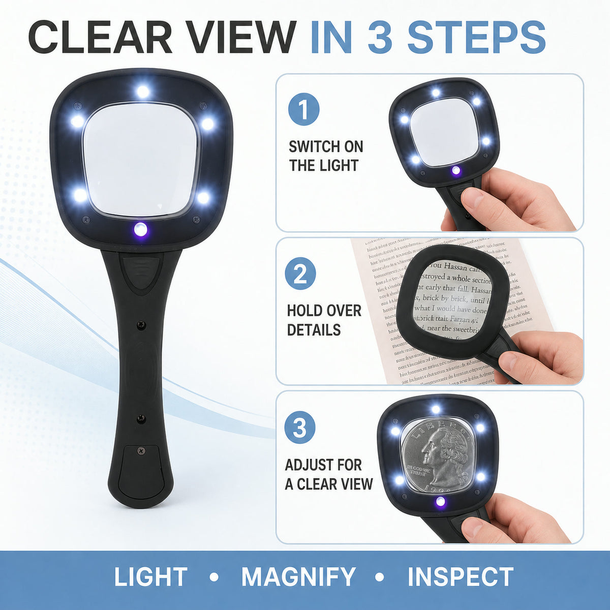LED Magnifying Glass – 6-LED Lighted for Reading | worko