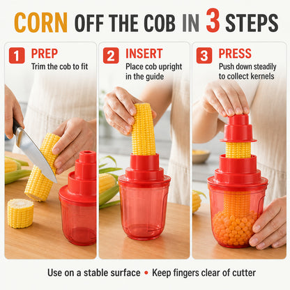 Supermom Corn Cutter with Steel Blades for Easy Kernel Removal